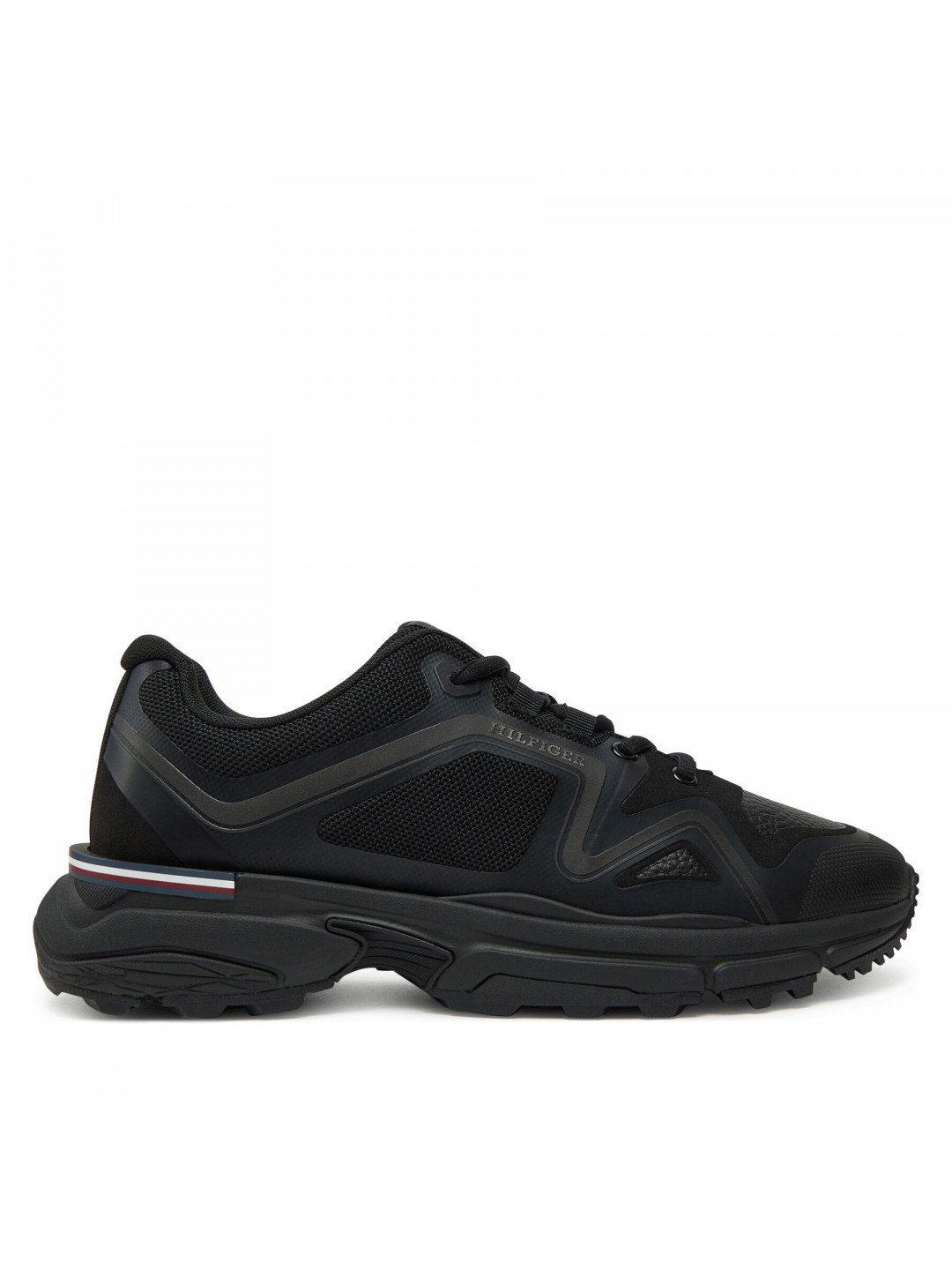 Sneakersy Tommy Hilfiger M Runner Tech Knit Lth Mix FM0FM05344 Černá